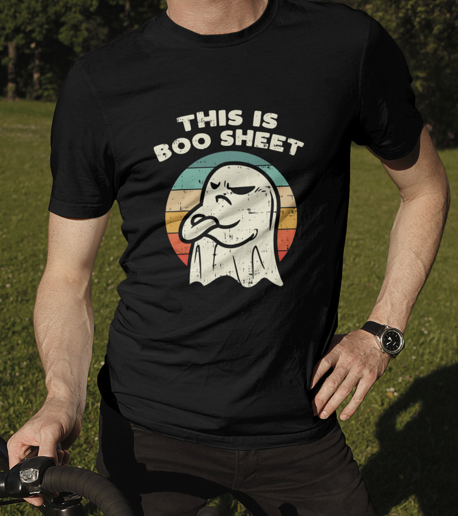 This Is Boo Sheet Vintage Ghost Halloween Retro Stripes T-Shirt