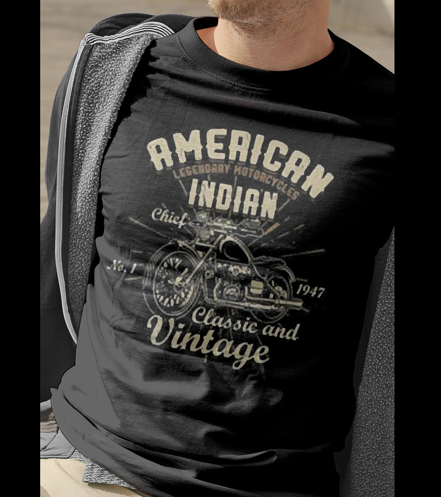 American Legendary Motorcycles Indian Chief No.1 Classic And Vintage 1947 T-Shirt