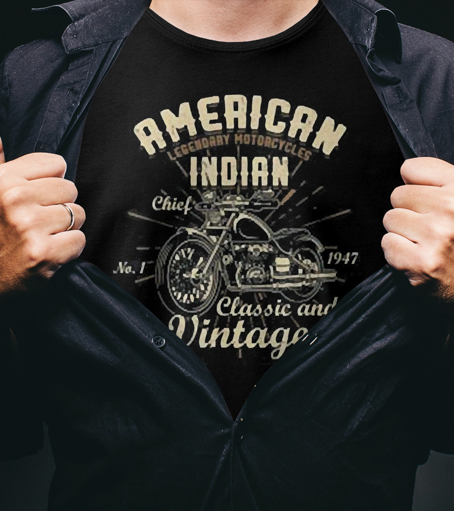 American Legendary Motorcycles Indian Chief No.1 Classic And Vintage 1947 T-Shirt