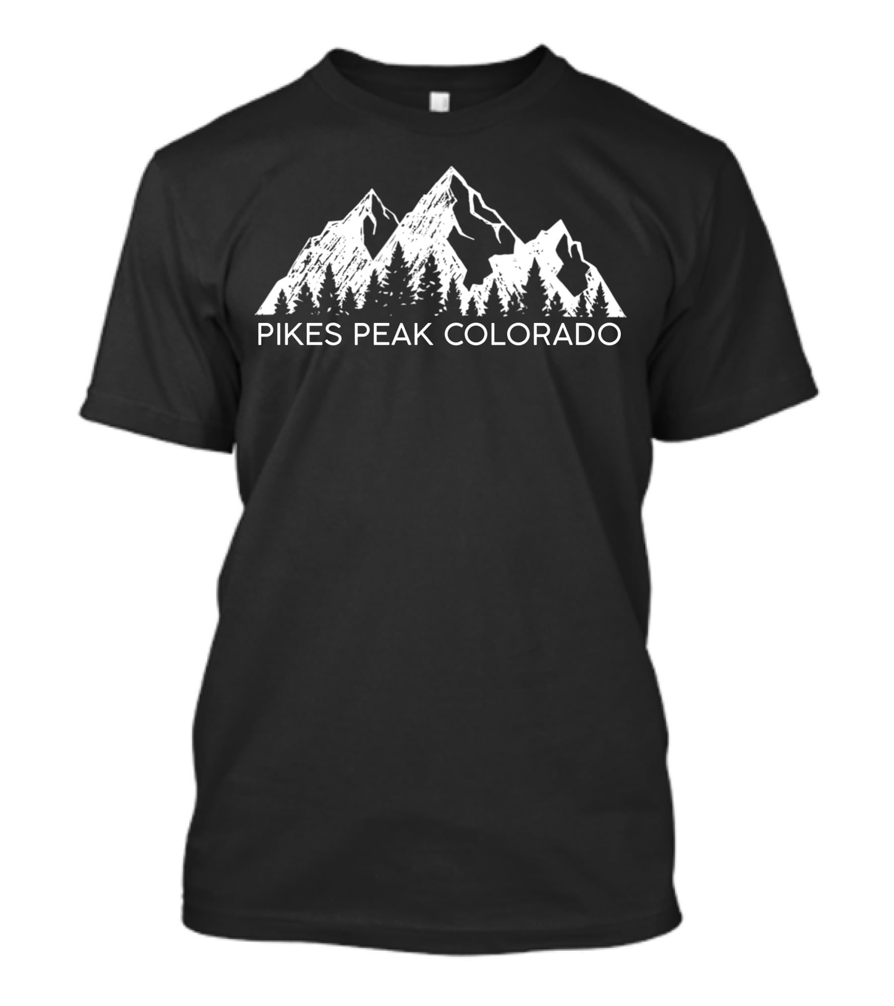 Pikes Peak Colorado Mountain Skyline Forest Adventure T-Shirt