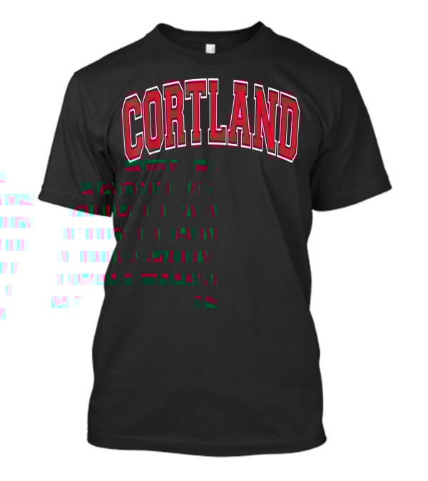 Cortland NY Varsity Style Red Arch Text Classic Athletic Look T-Shirt