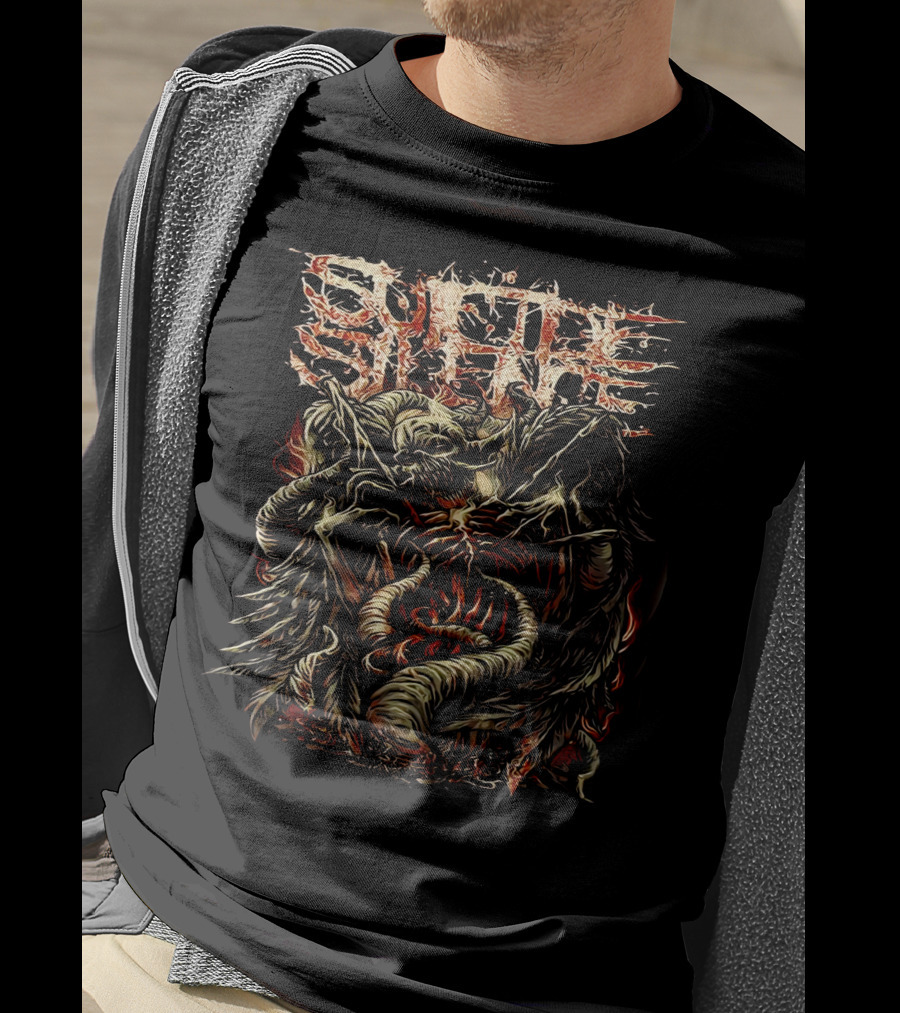 Suicide Silence Blasted Fiery Skull Serpent Demon T-Shirt