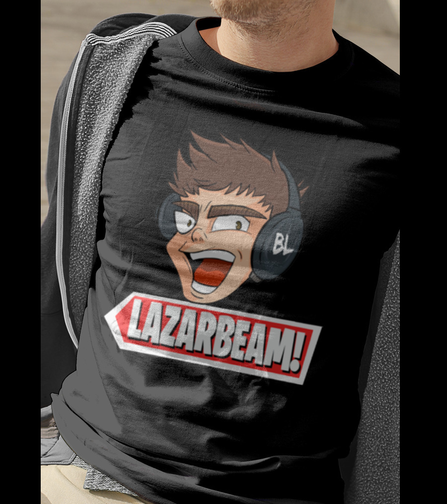 Lazarbeam Gingy Headphones Cartoon Face BL Logo Youtuber Merch T-Shirt