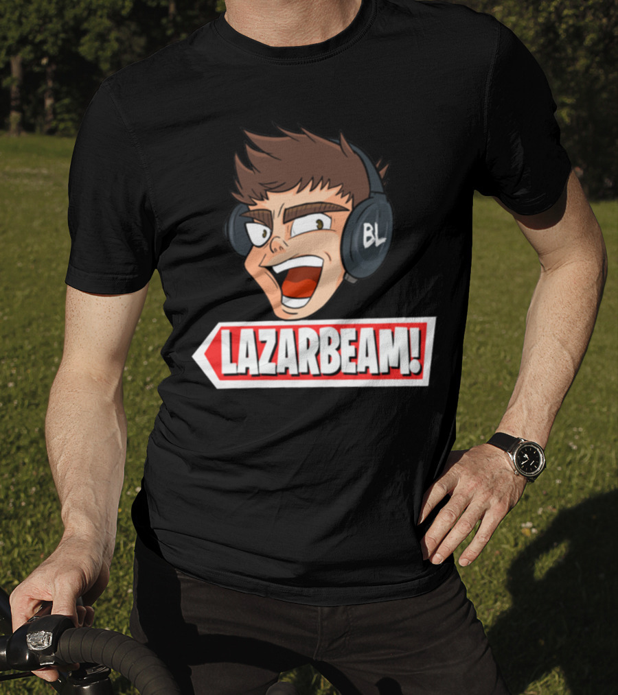 Lazarbeam Gingy Headphones Cartoon Face BL Logo Youtuber Merch T-Shirt