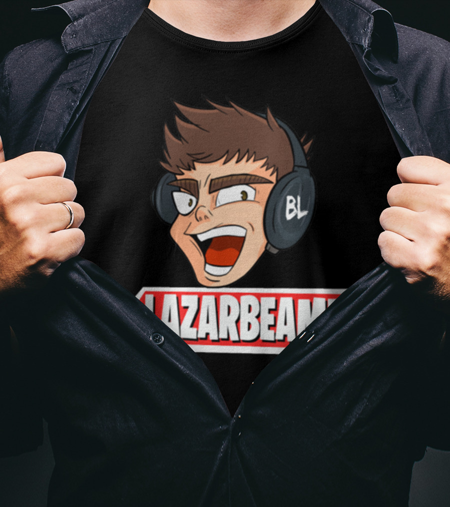 Lazarbeam Gingy Headphones Cartoon Face BL Logo Youtuber Merch T-Shirt