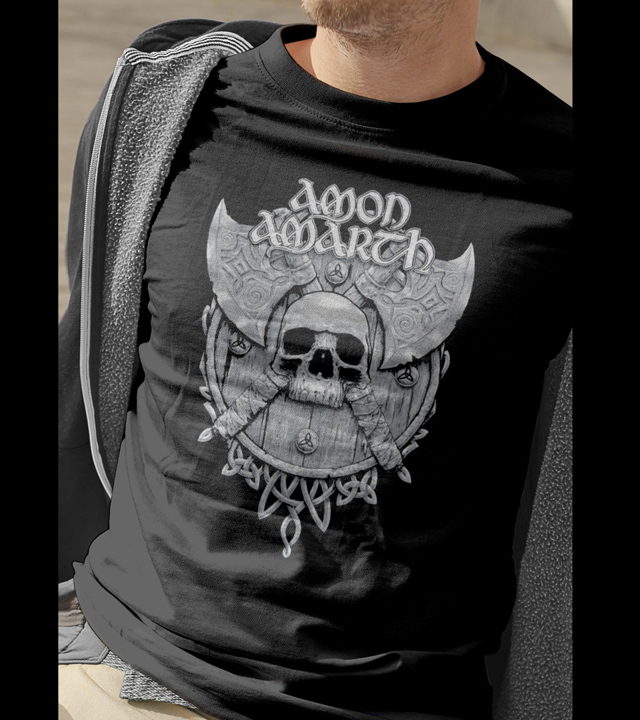 Amon Amarth Viking Skull And Battle Axe Emblem T-Shirt