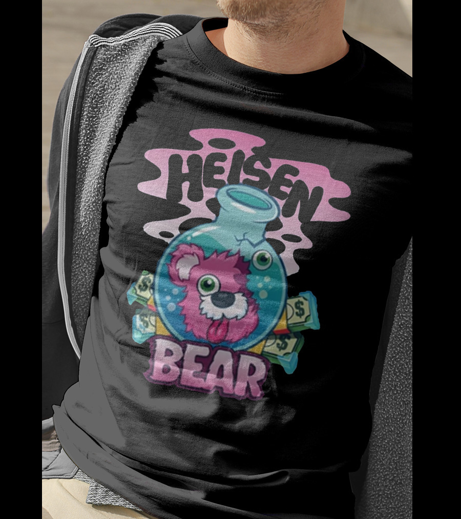 Heisen Bear Breaking Bad Merch Pink Teddy Bear Money Flask Cartoon T-Shirt