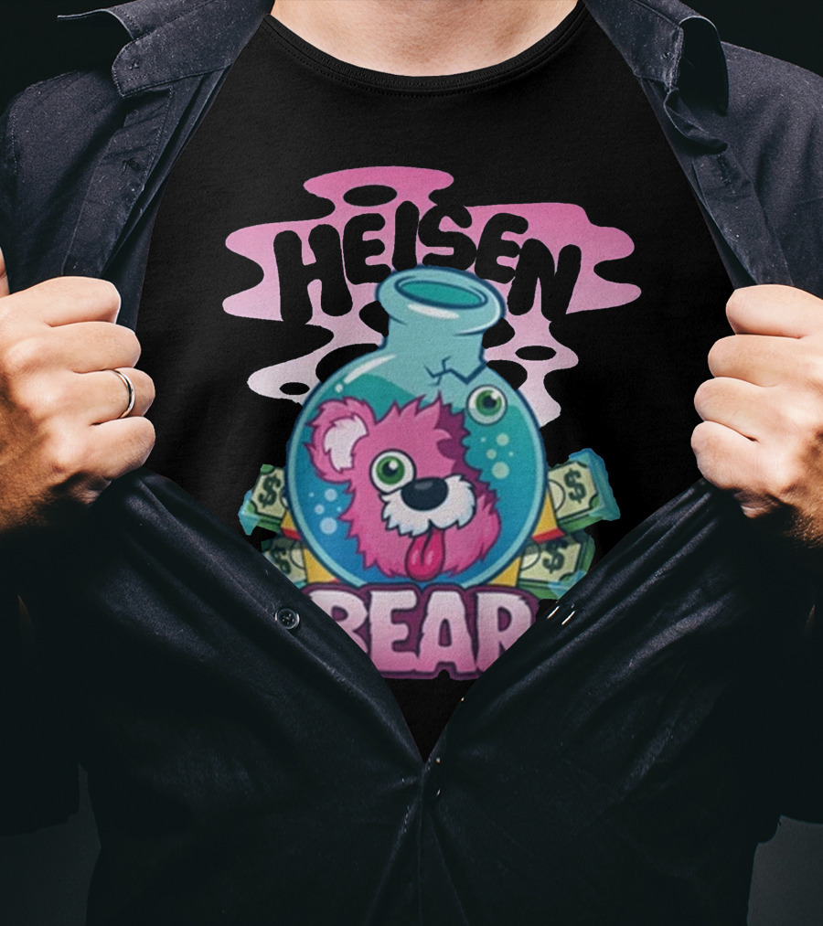 Heisen Bear Breaking Bad Merch Pink Teddy Bear Money Flask Cartoon T-Shirt
