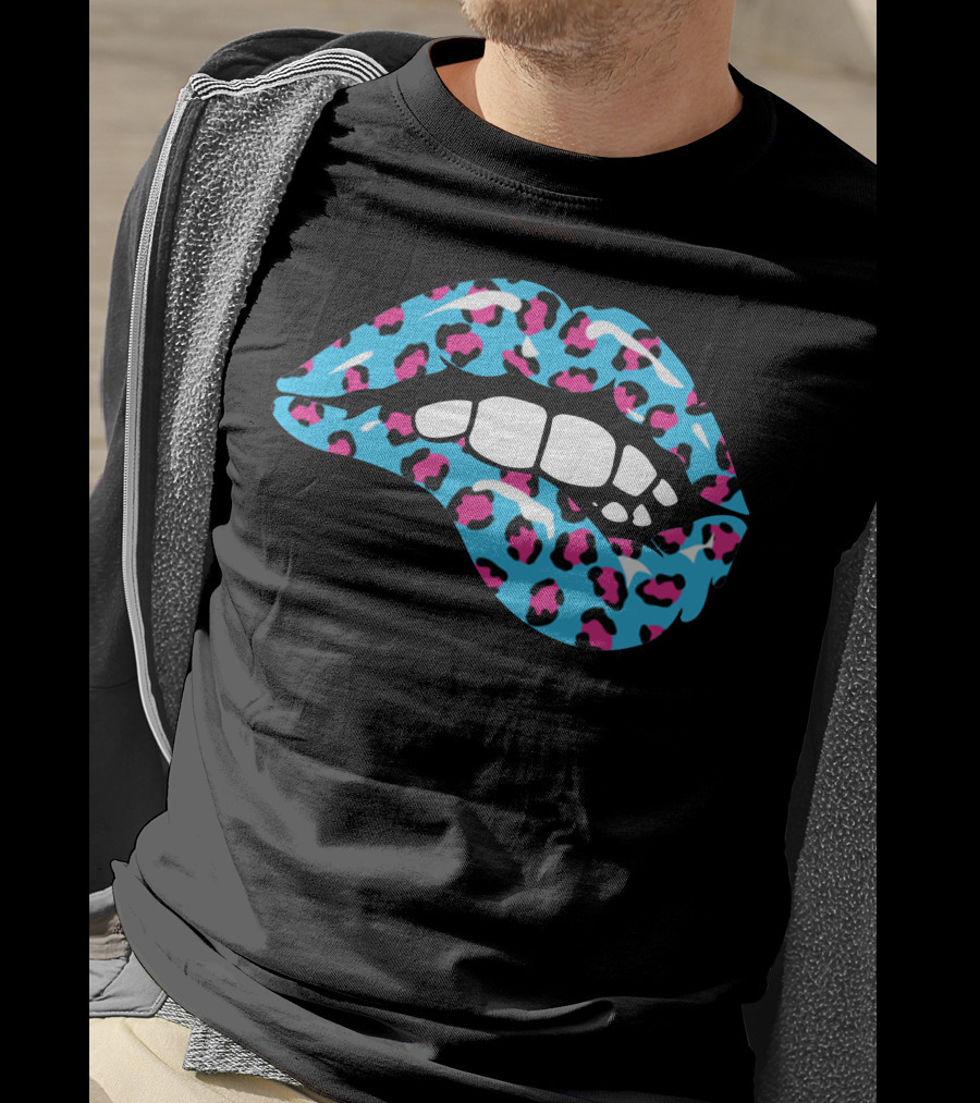Stay Wild Ben Azelart Blue Leopard Lips T-Shirt