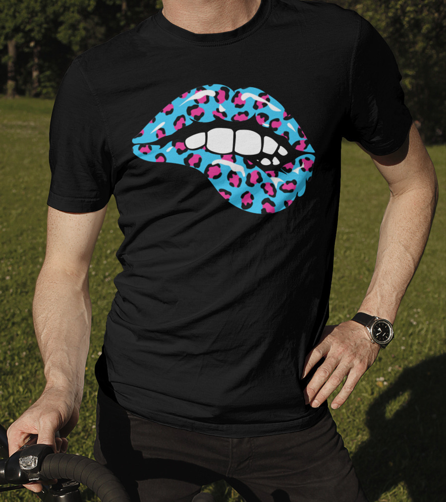Stay Wild Ben Azelart Blue Leopard Lips T-Shirt