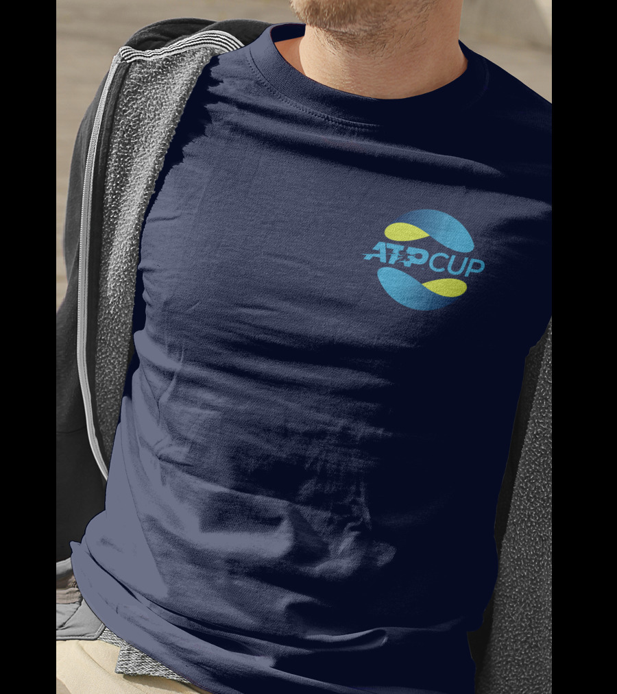 ATP Cup Merchandise Official Logo Blue Yellow T-Shirt