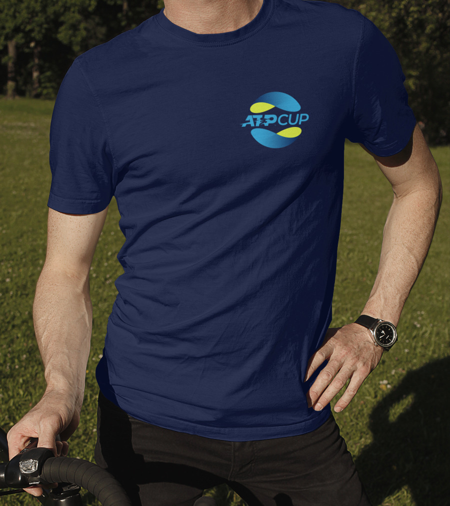 ATP Cup Merchandise Official Logo Blue Yellow T-Shirt