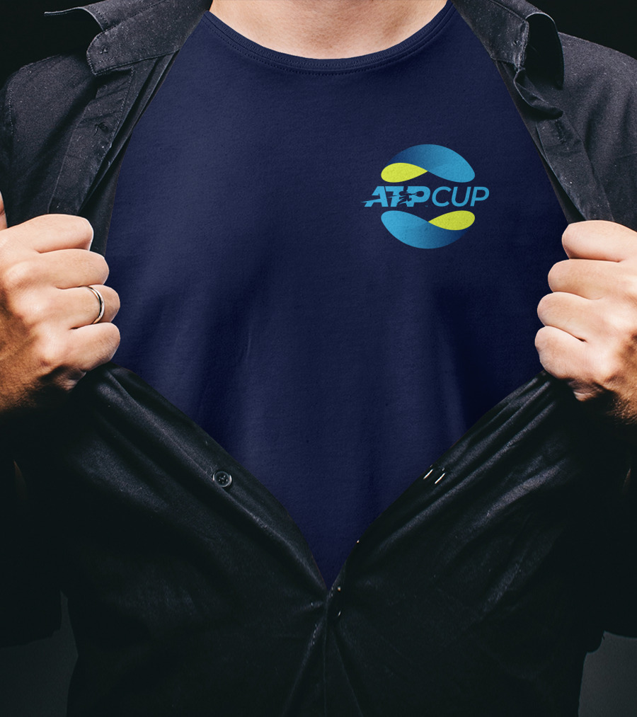 ATP Cup Merchandise Official Logo Blue Yellow T-Shirt