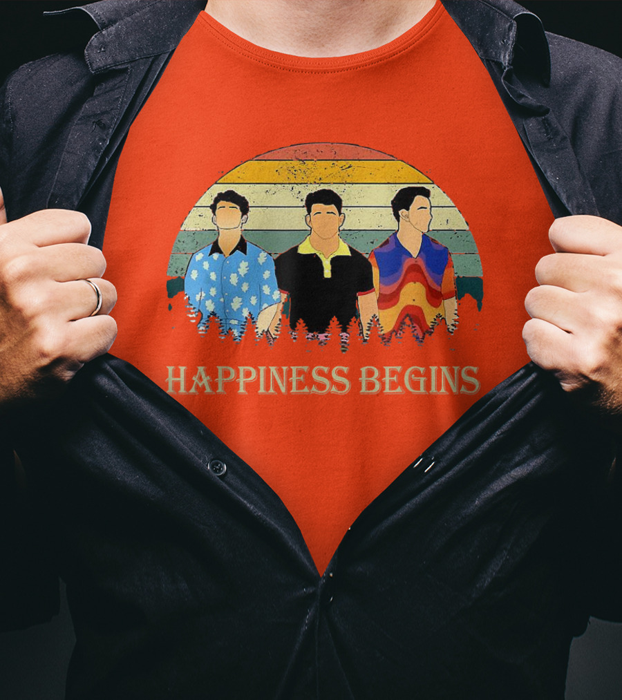 Retro Vintage Jonas Cool Brothers Happiness Begins Tour T-Shirt