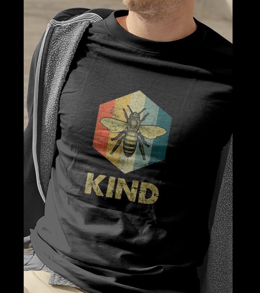Bee Kind Hexagon Retro Kindness T-Shirt
