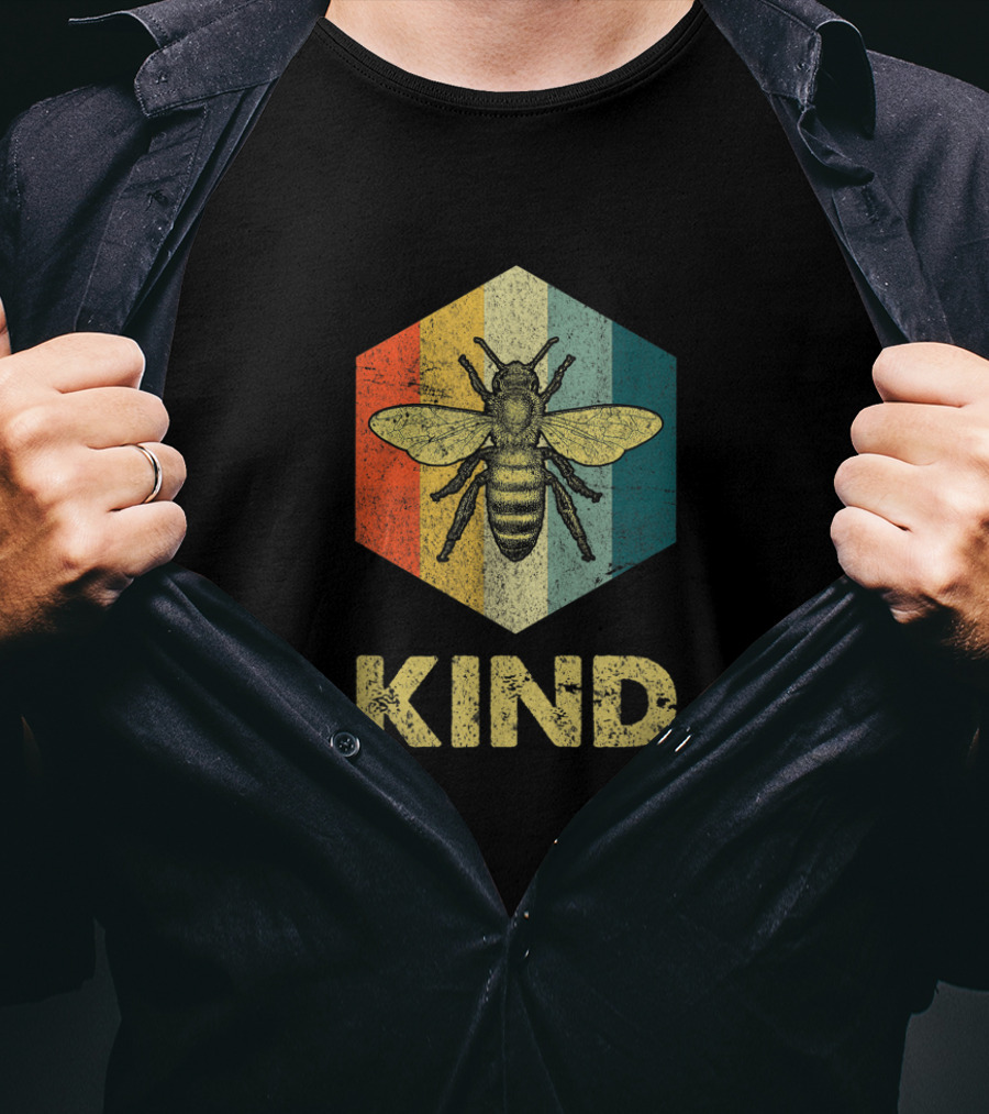 Bee Kind Hexagon Retro Kindness T-Shirt