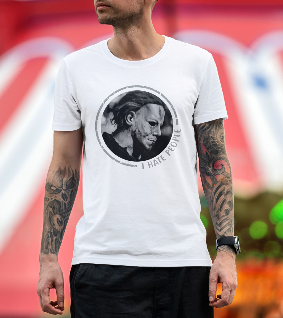 Michael Myers I Hate People Halloween Iconic Mask T-Shirt