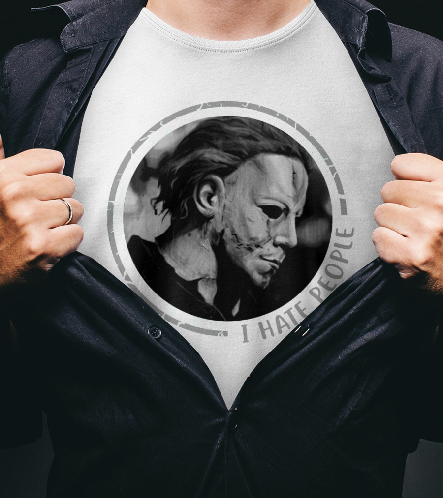 Michael Myers I Hate People Halloween Iconic Mask T-Shirt