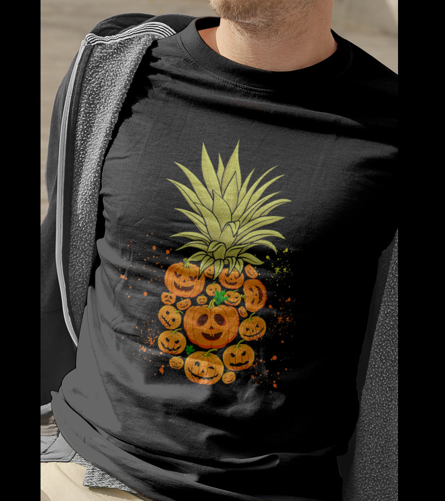 Pineapple Made Of Halloween Pumpkins Faces T-Shirt