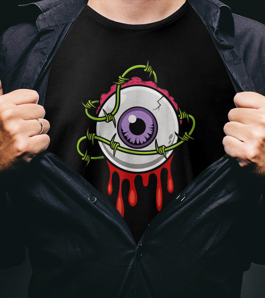 Barbed Slimy Human Eyeball Dripping Red T-Shirt