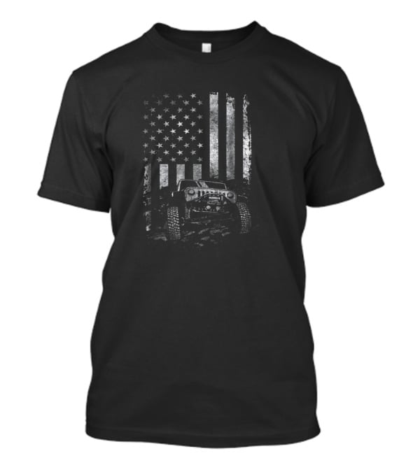 Jeep American Flag USA Patriots Soldier Veteran Stars And Stripes Rugged Off-Road Adventure T-Shirt