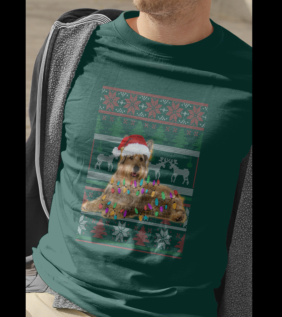 Berger Picard Christmas Santa Hat Ugly Sweater Lights Reindeer Snowflakes T-Shirt