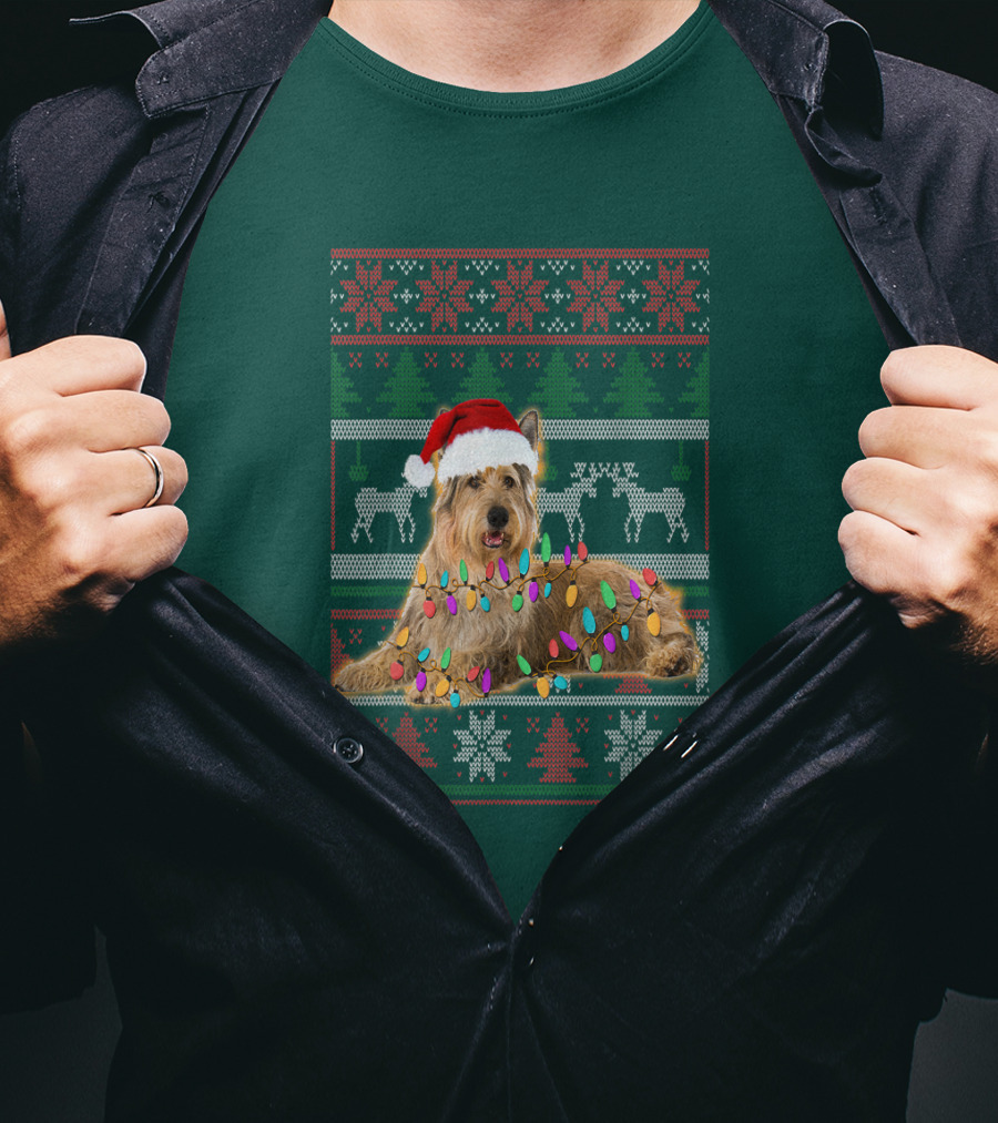 Berger Picard Christmas Santa Hat Ugly Sweater Lights Reindeer Snowflakes T-Shirt