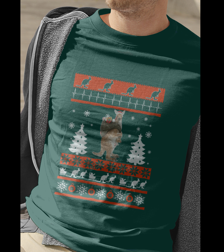 Cute Kangaroo Christmas Ugly Sweater Style Holiday Jumper T-Shirt