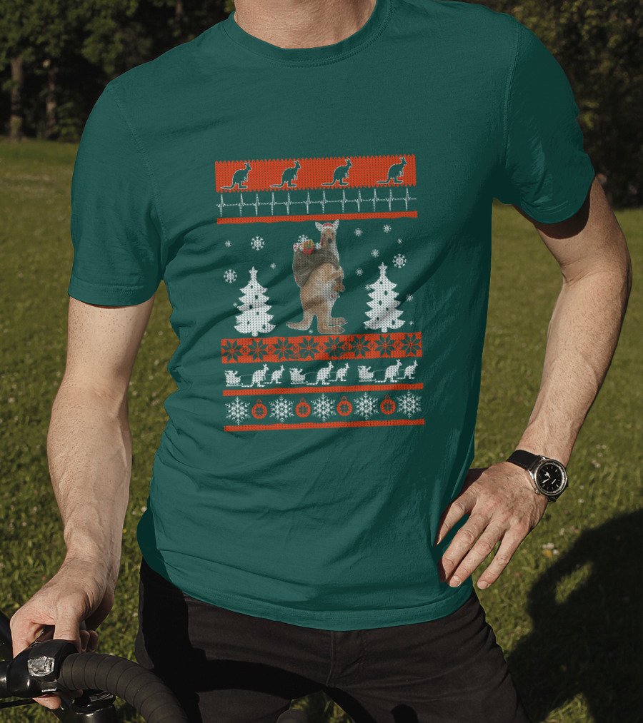 Cute Kangaroo Christmas Ugly Sweater Style Holiday Jumper T-Shirt