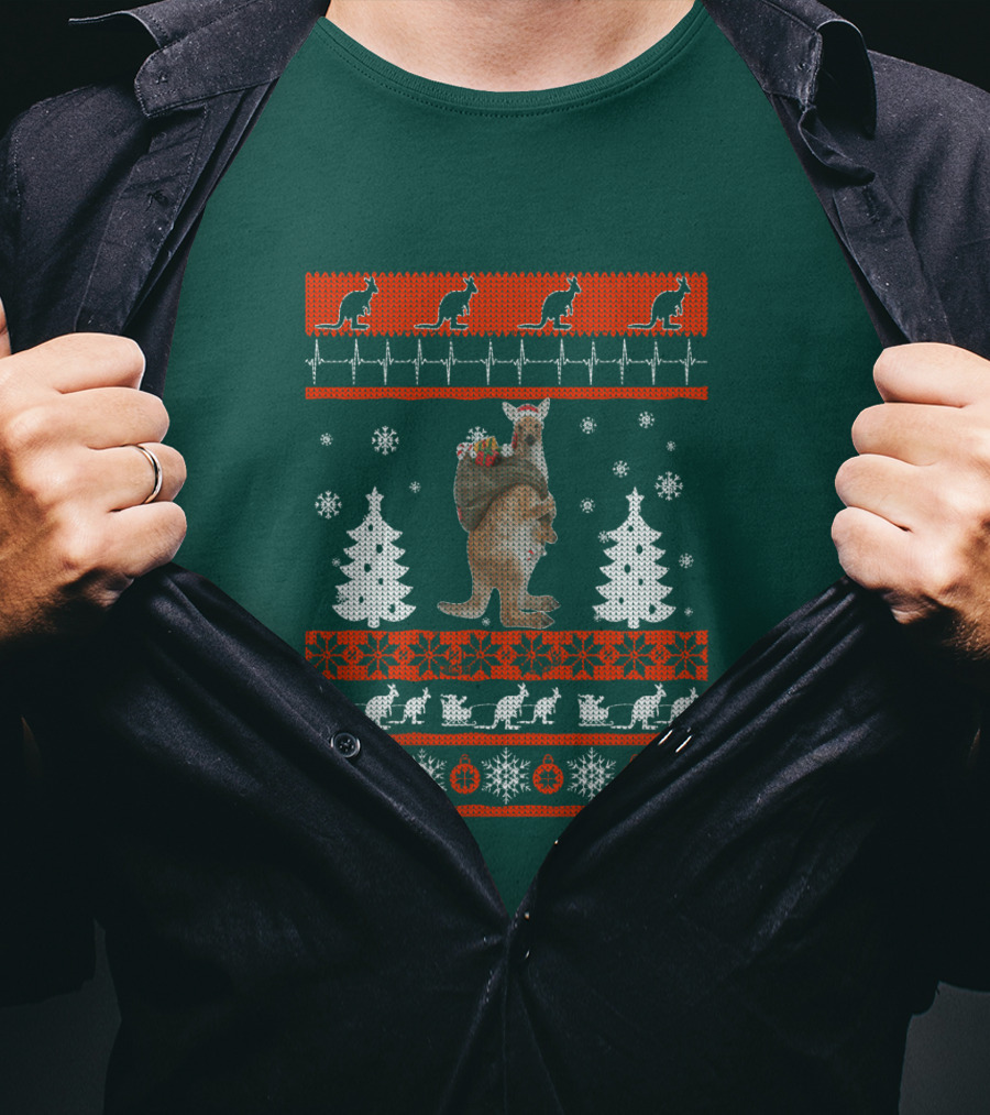 Cute Kangaroo Christmas Ugly Sweater Style Holiday Jumper T-Shirt