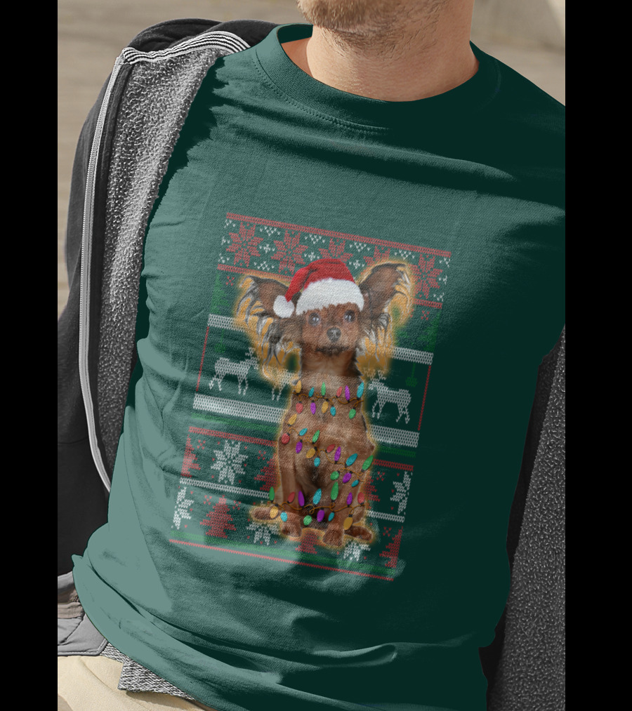 Russian Toy Christmas Lights Santa Hat Reindeer Snowflakes T-Shirt