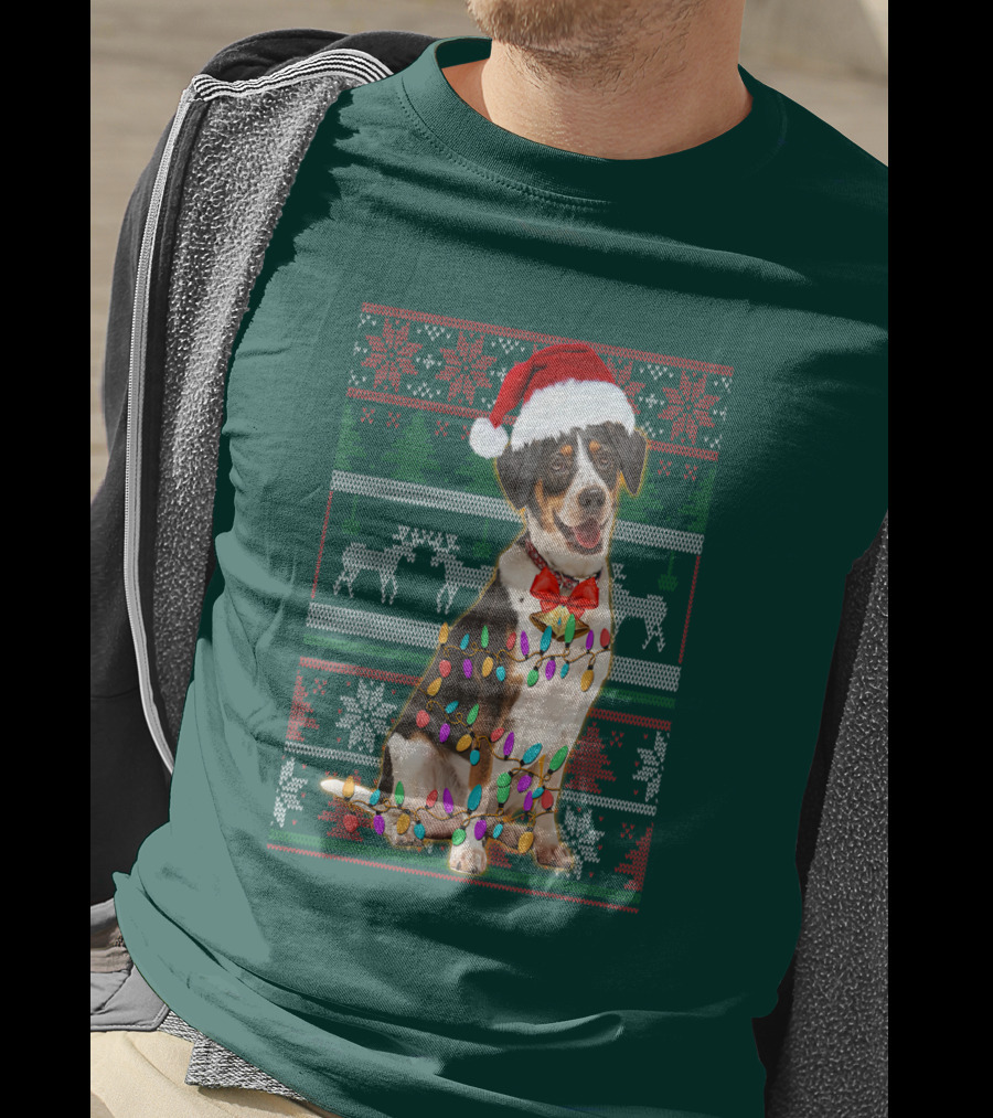 Treeing Walker Coonhound Christmas Lights Santa Hat Holiday T-Shirt