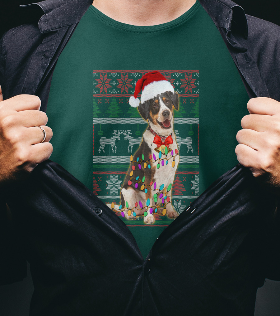 Treeing Walker Coonhound Christmas Lights Santa Hat Holiday T-Shirt