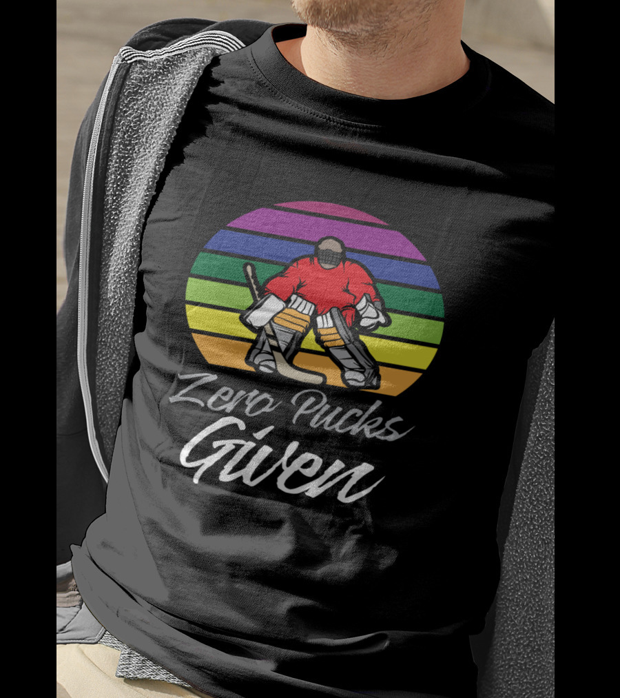 Zero Pucks Given Hockey Rainbow Goalie T-Shirt