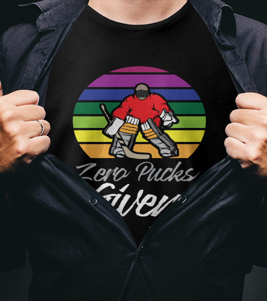 Zero Pucks Given Hockey Rainbow Goalie T-Shirt