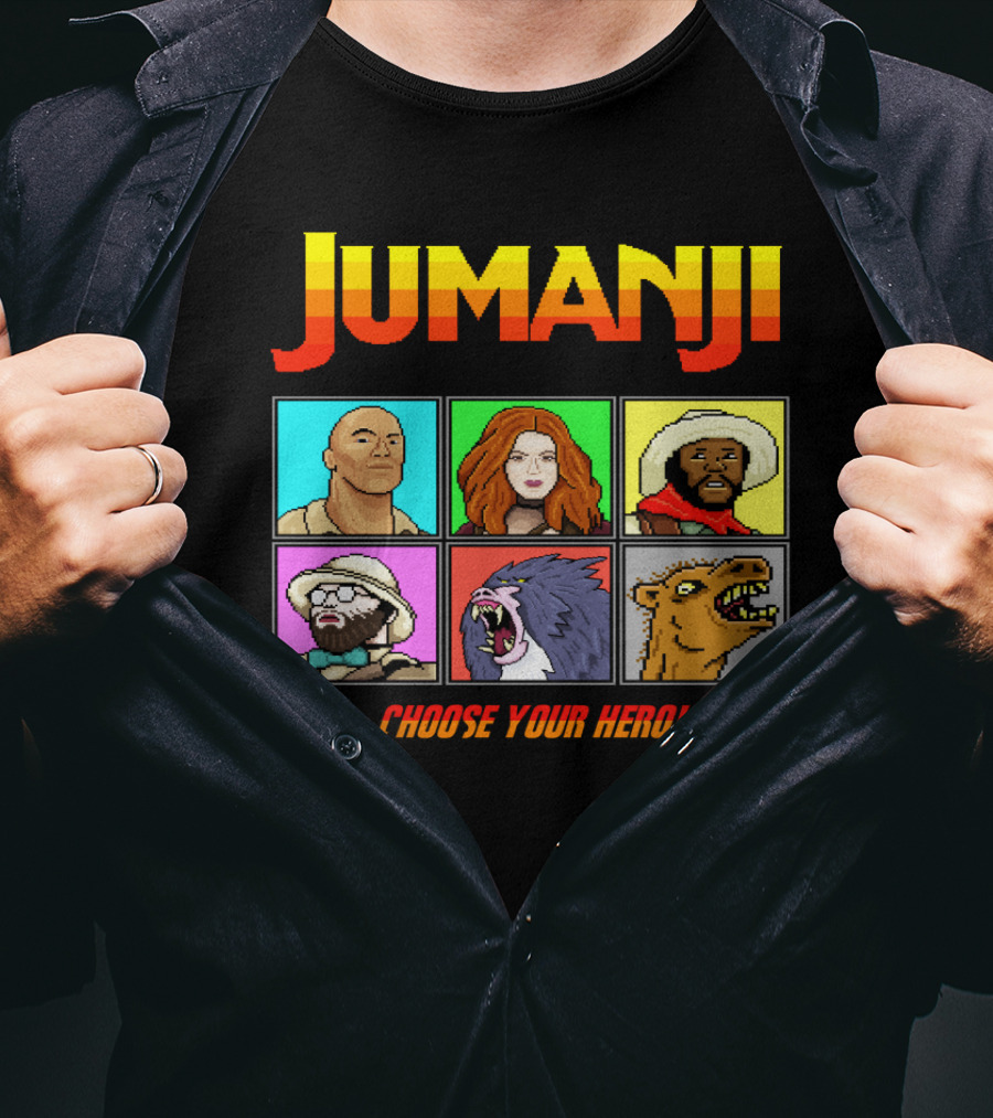 Jumanji Choose Your Hero Retro Characters Adventure T-Shirt