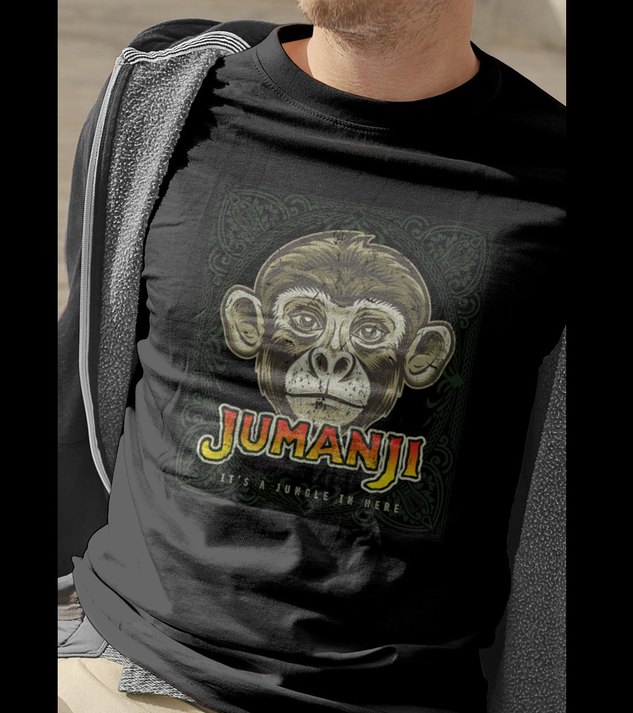 Jumanji Distressed Monkey It's A Jungle In Here Board Game Piece T-Shirt