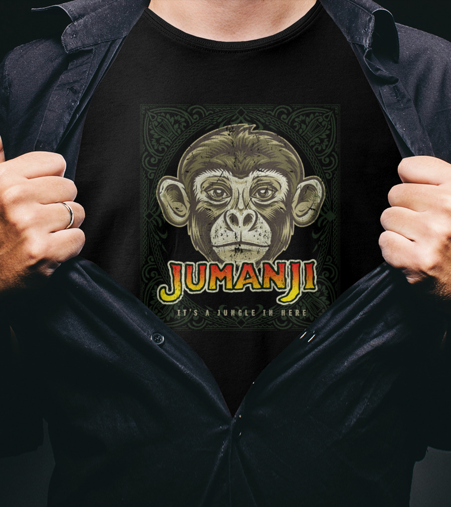 Jumanji Distressed Monkey It's A Jungle In Here Board Game Piece T-Shirt