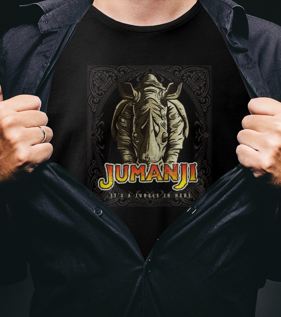 Jumanji Distressed Rhino It's A Jungle In Here T-Shirt