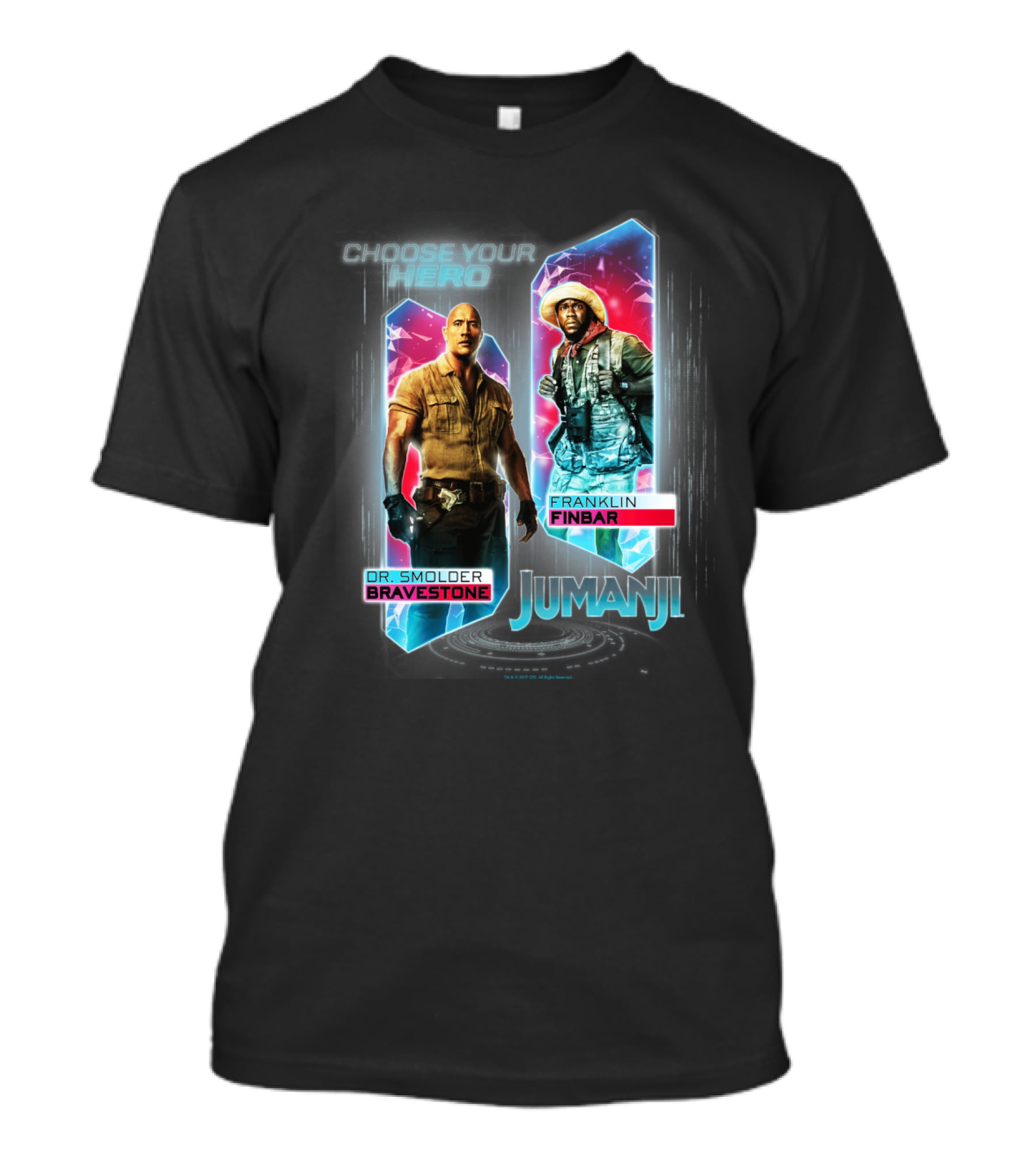 Jumanji Choose Your Hero Dr. Smolder Bravestone Franklin Finbar T-Shirt