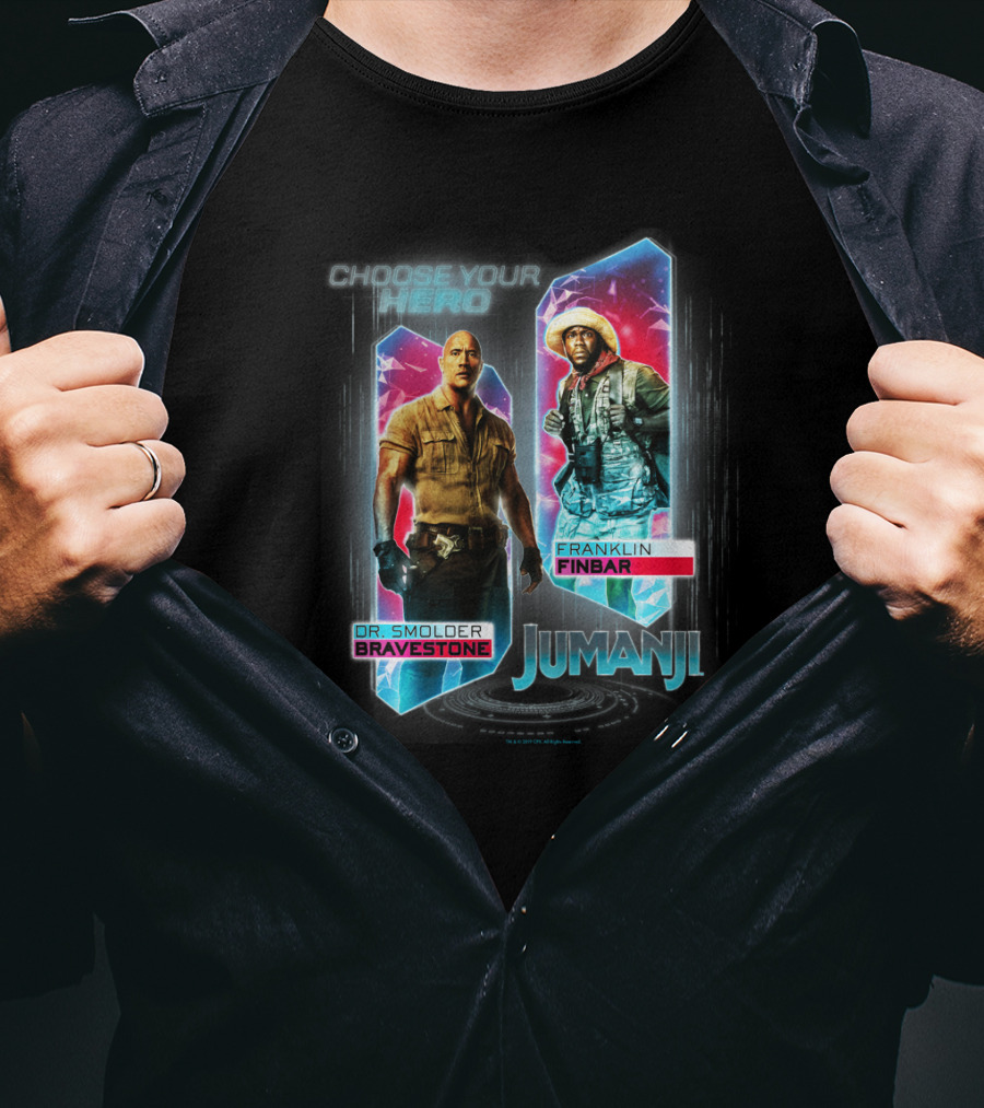 Jumanji Choose Your Hero Dr. Smolder Bravestone Franklin Finbar T-Shirt