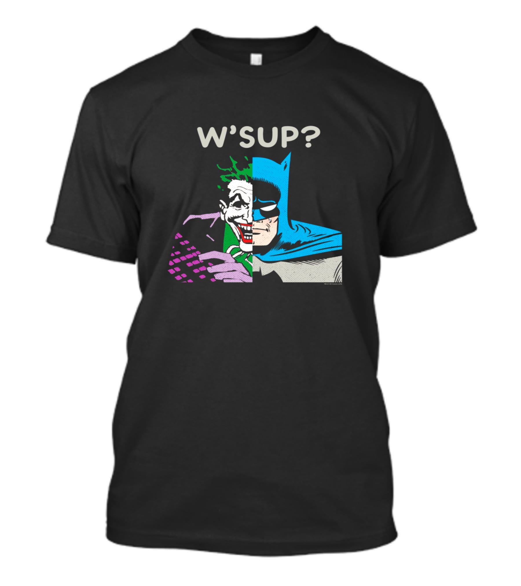 W'SUP Joker And Batman Split Face Iconic Comic T-Shirt