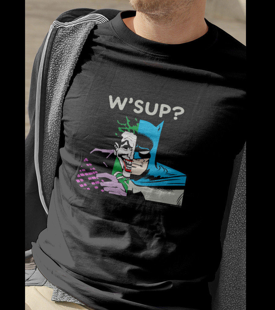 W'SUP Joker And Batman Split Face Iconic Comic T-Shirt