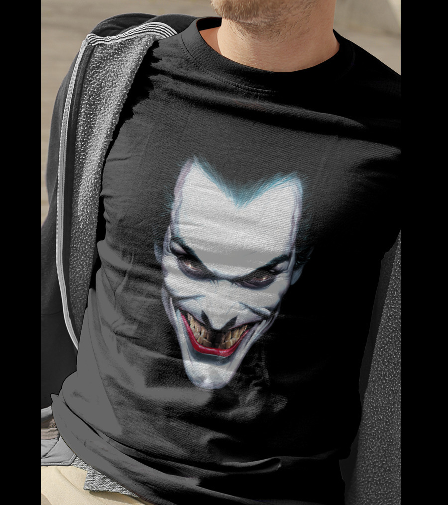 Batman Joker Grinning Face Iconic Villain Expression T-Shirt