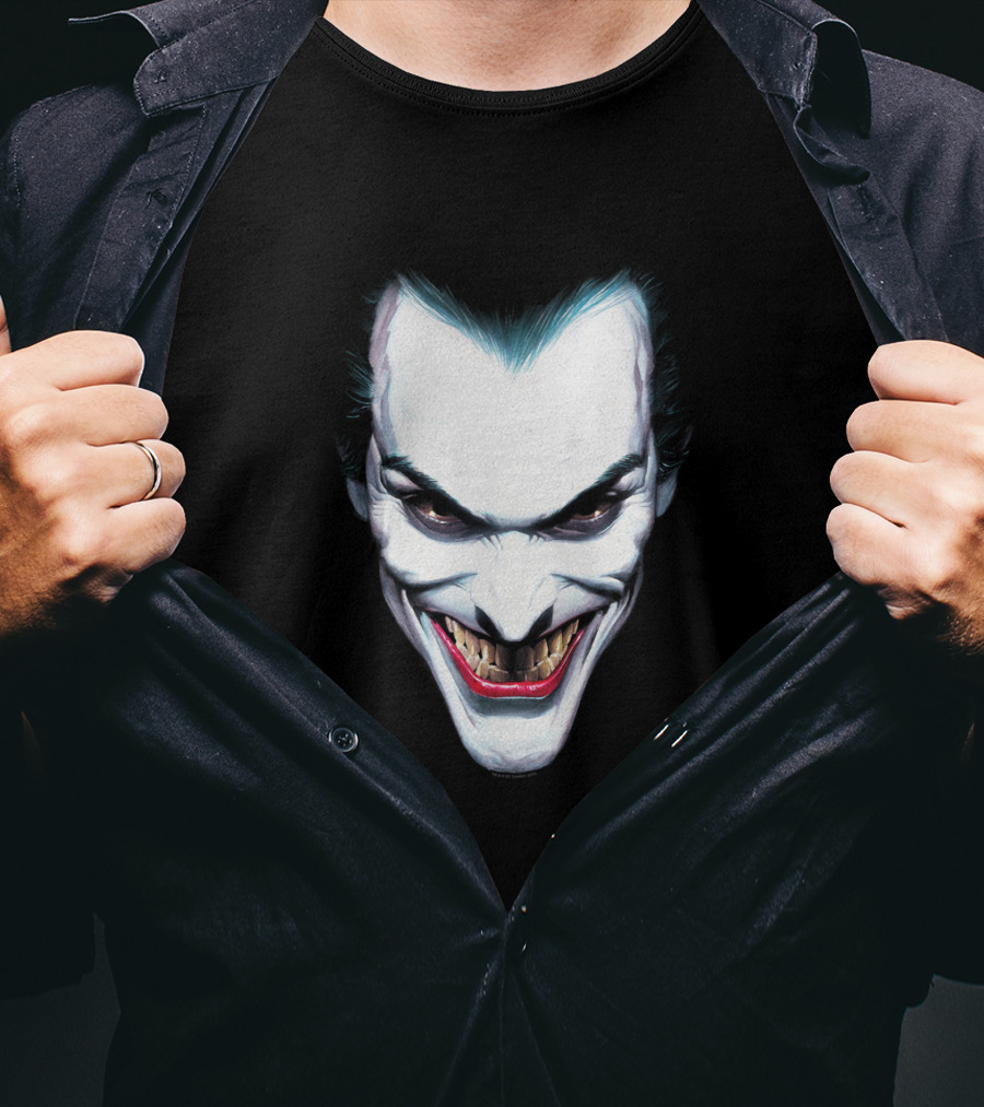 Batman Joker Grinning Face Iconic Villain Expression T-Shirt