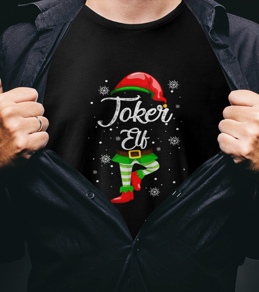 Joker Elf Funny Christmas Costume Elves Snowflakes T-Shirt