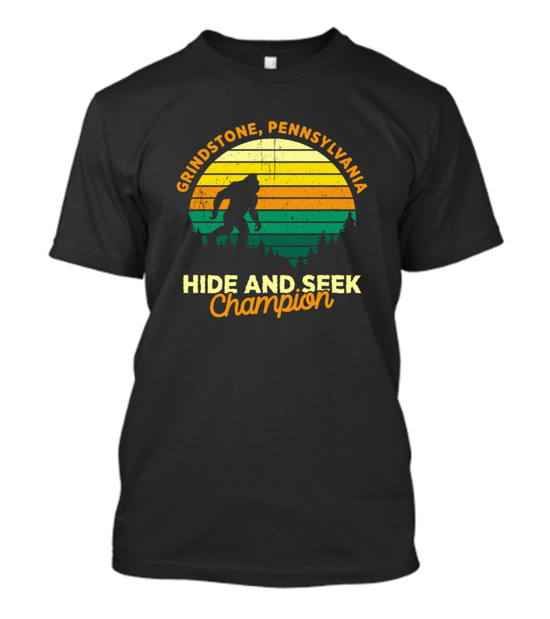 Grindstone Pennsylvania Hide And Seek Champion Bigfoot Retro T-Shirt