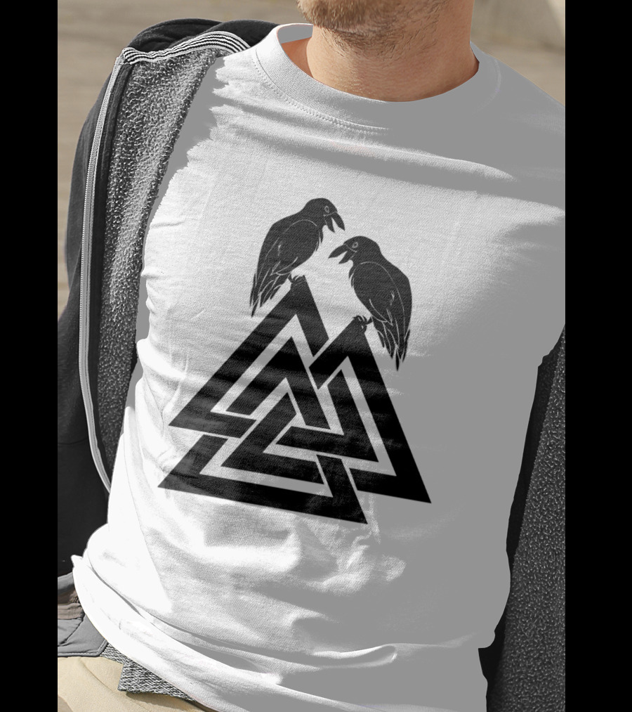 Valknut Odin Raven Viking Symbol Norse Mythology T-Shirt