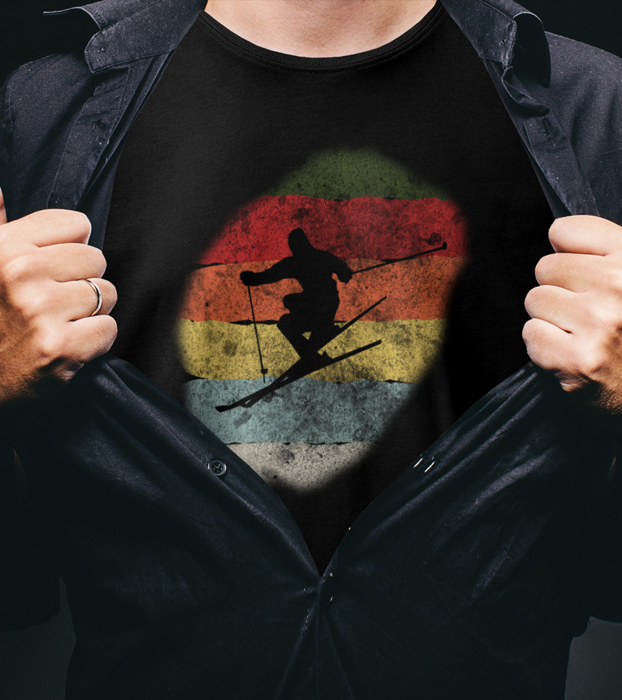 Retro Vintage Skiing Winter Birthday T-Shirt