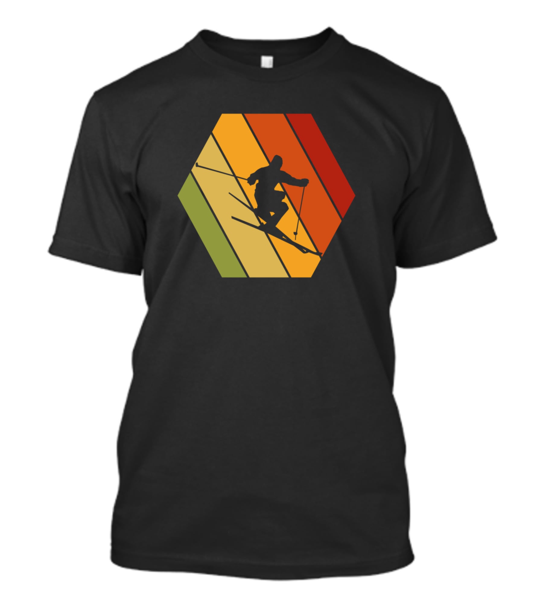 Retro Vintage Skiing Hexagonal T-Shirt